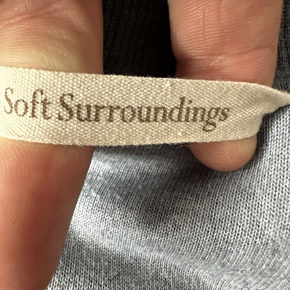 Soft Surroundings Sweatshirt Womens 1X Blue 1/4 Zip Mock Neck Terry Textured - Picture 7 of 11